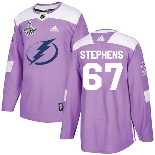 Men Adidas Tampa Bay Lightning #67 Mitchell Stephens Purple Authentic Fights Cancer 2020 Stanley Cup Champions Stitched NHL Jersey->tampa bay lightning->NHL Jersey